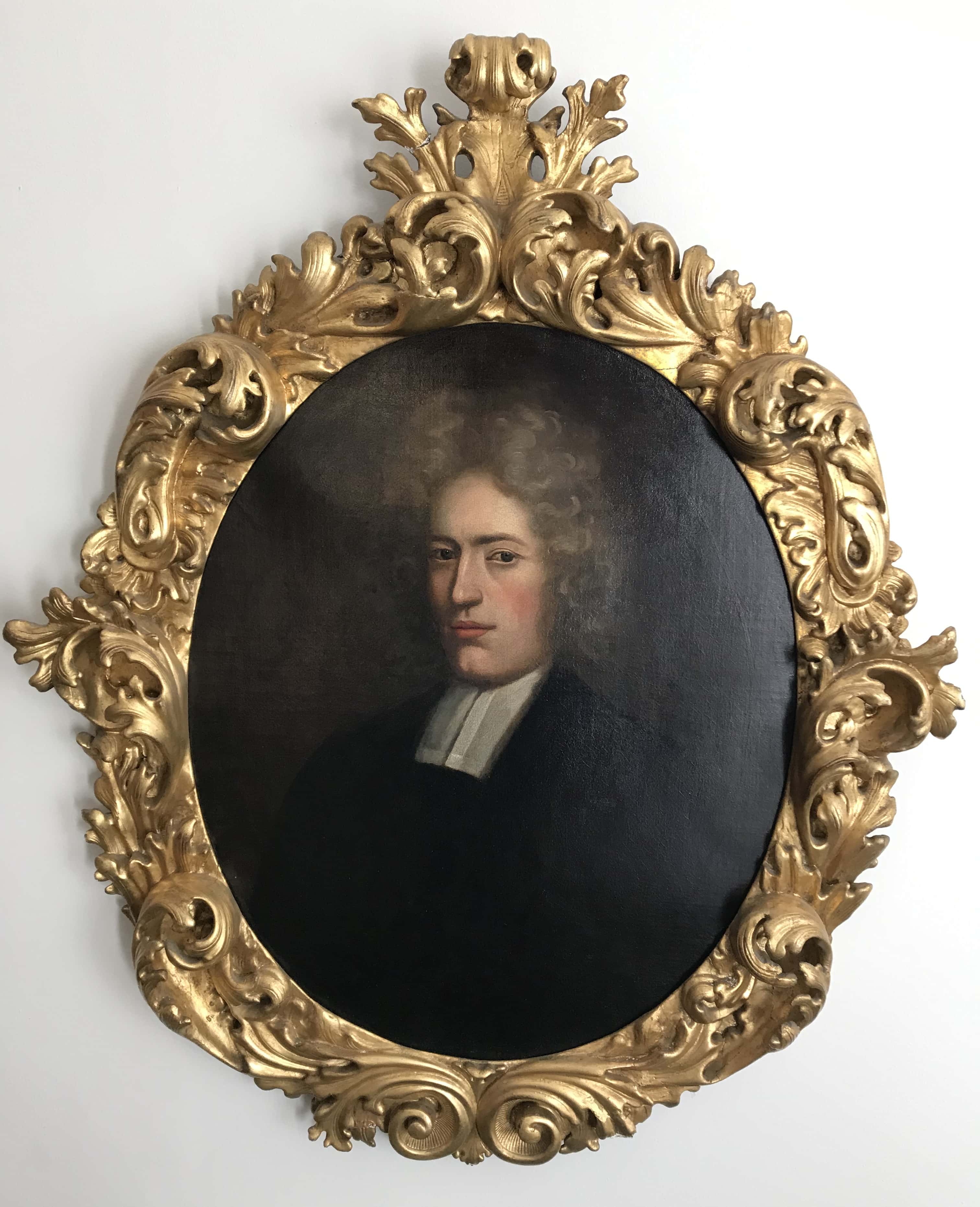 Et portræt af Iver Brink, som hænger i præsteboligen ved den danske kirke i London.<br>Fotografiet er taget af den danske præst i London, Flemming Kloster Poulsen.