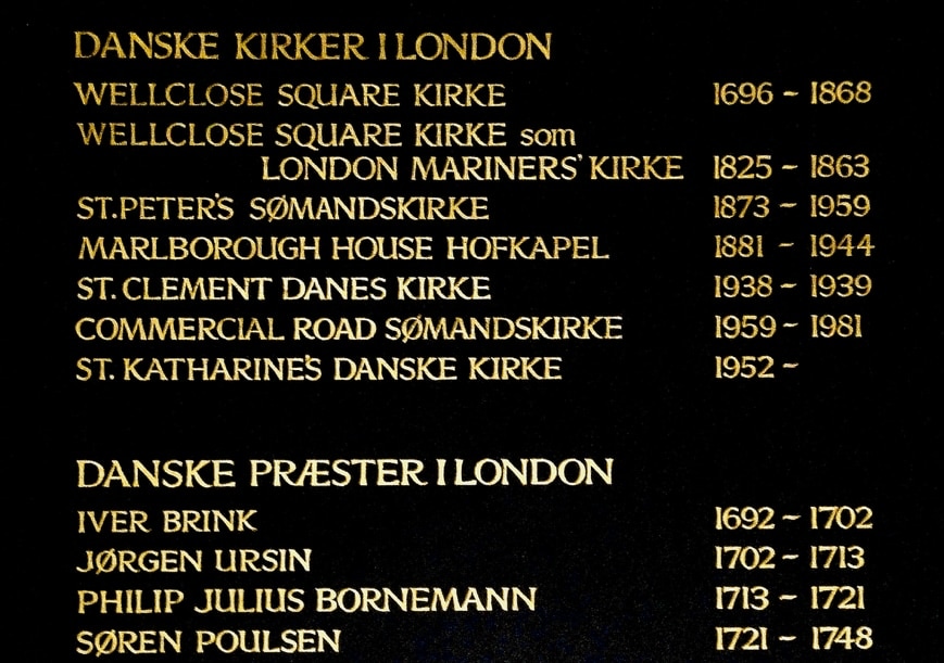 I den nuværende danske kirke i London afslørede kirkens protektor Dronning Anne-Marie i 2012 to præstetavler
        over menighedens kirker og præster. Den førstnævnte præst på disse tavler er Iver Brink.