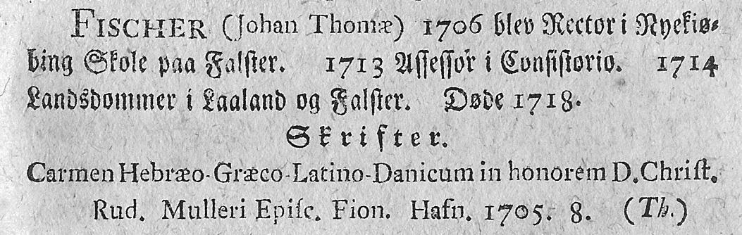 <a href="https://archive.org/details/forsgtiletlexic02wormgoog/page/n334" target="_blank">Jens Worms beskrivelse af Johan Fischer i hans leksikon over lærde mænd udarbejdet 1771-84</a>